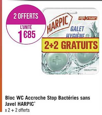 bloc wc accroche stop bactéries sans javel harpic