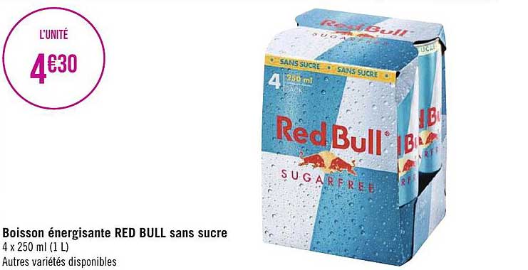 boisson énergisante red bull sans sucre