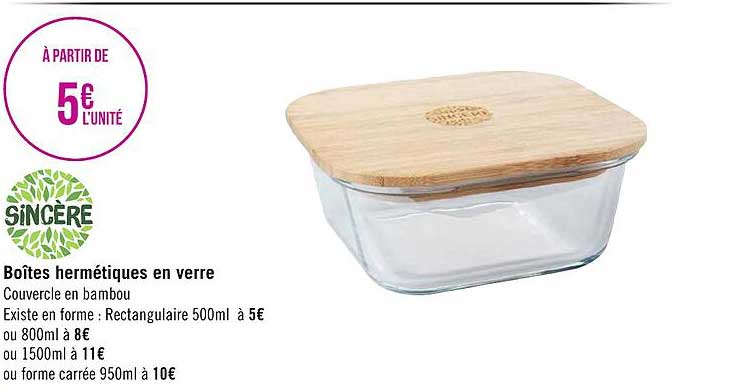 Boîtes Hermétiques En Verre Sincère