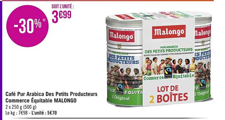 café pur arabica des petits producteurs commerce équitable malongo