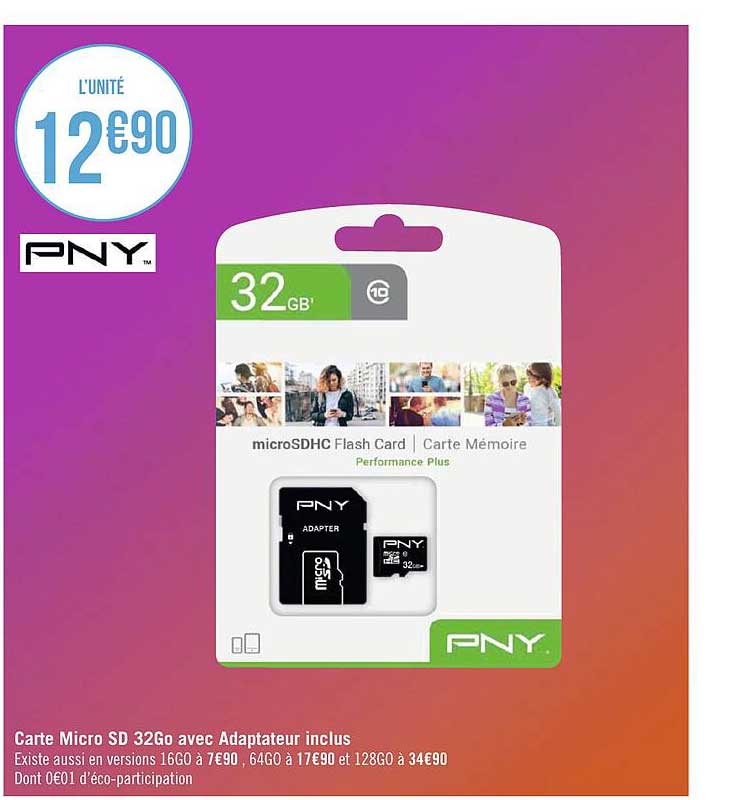 carte micro sd 32go avec adaptateur inclus