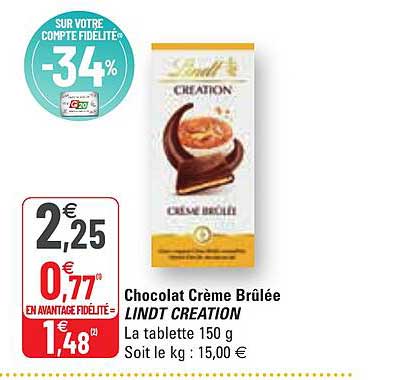 chocolat crème brûlée lindt création
