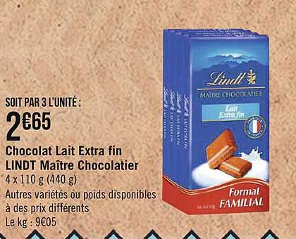 chocolat lait extra fin lindt maître chocolatier