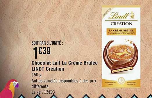 chocolat lait la crème brûlée lindt création
