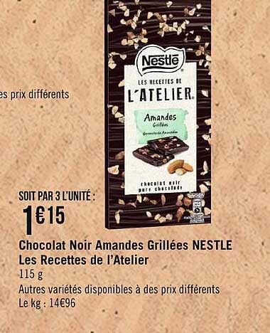 chocolat noir amandes grillées nestlé les recettes de l'atelier