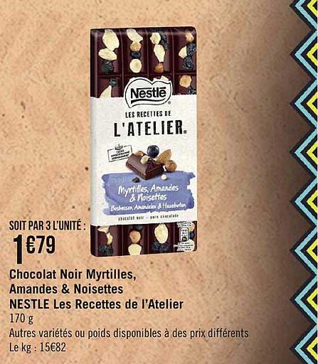 chocolat noir myrtilles, amandes & noisettes nestlé les recettes de l'atelier