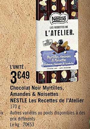 chocolat noir myrtilles, amandes & noisettes nestlé les recettes de l'atelier