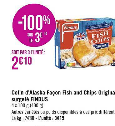 colin d'alaska façon fish and chips origina surgelé findus