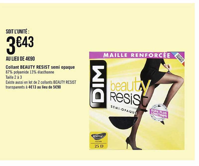 collant beauty resist semi opaque dim