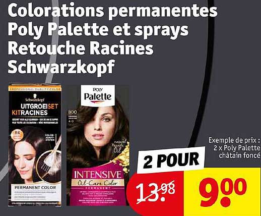 colorations permanentes poly palette et sprays retouche racines schwarzkopf