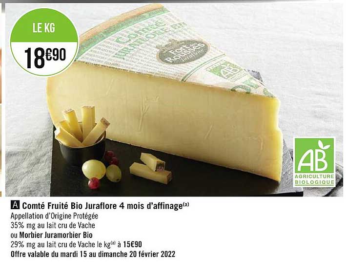 comté fruité bio juraflore 4 mois d'affinage ou morbier juramorbier bio