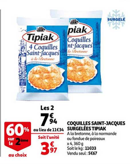 coquilles saint-jacques surgelées tipiak