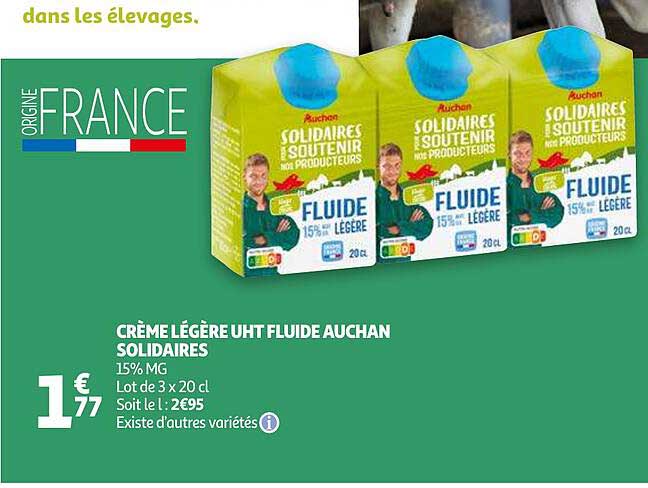 crème légère uht fluide auchan solidaires