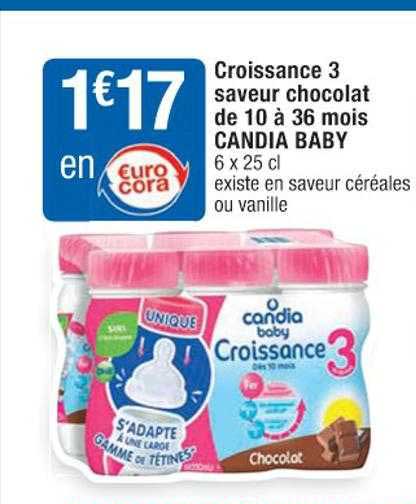 croissance 3 saveur chocolat de 10 and 36 mois candia baby
