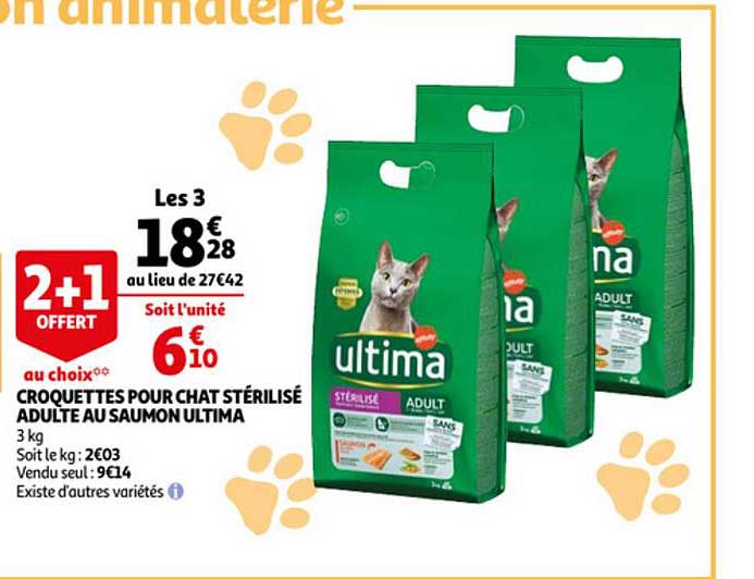 Croquettes Pour Chat Stérilisé Adulte Au Saumon Ultima