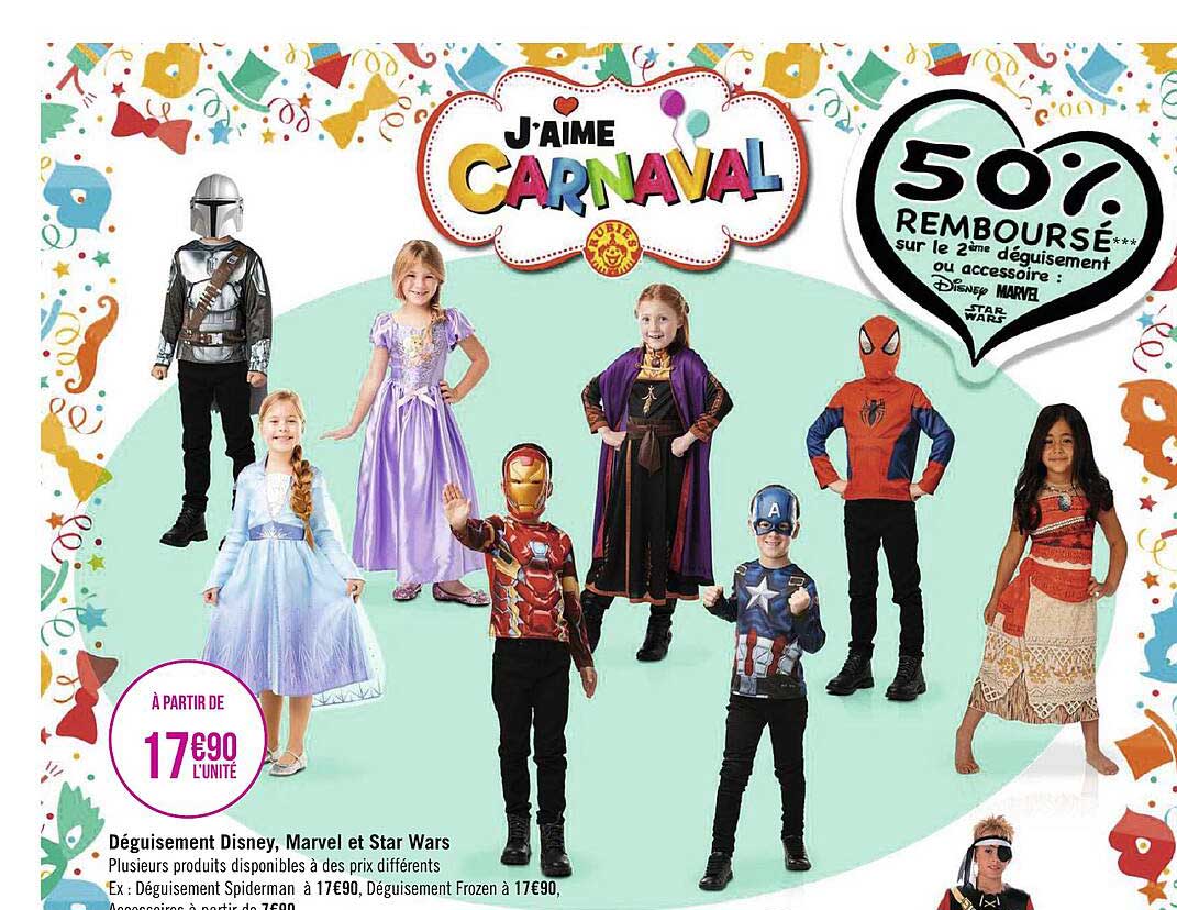 déguisement disney, marvel et star wars