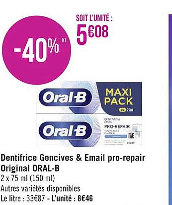dentifrice gencives & email pro-repair original oral-b