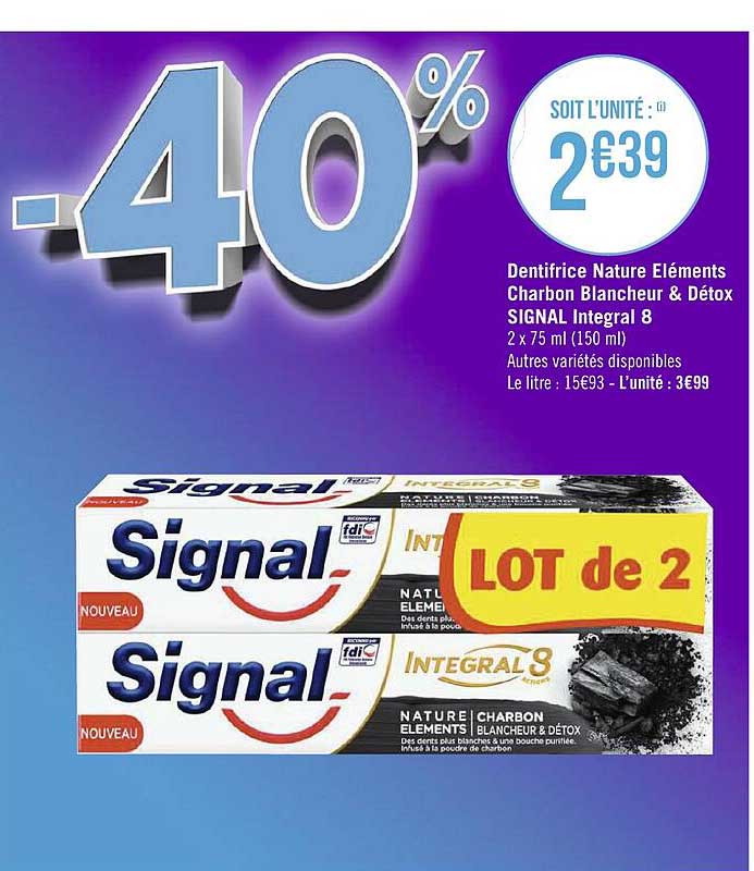 Dentifrice Nature éléments Charbon Blancheur & Détox Signal Intégral 8
