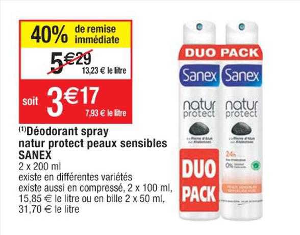 déodorant spray nature protect peaux sensible sanex