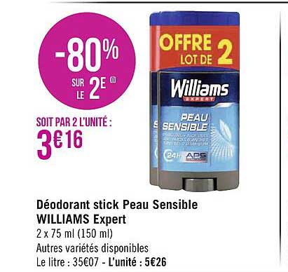 déodorant stick peau sensible williams expert