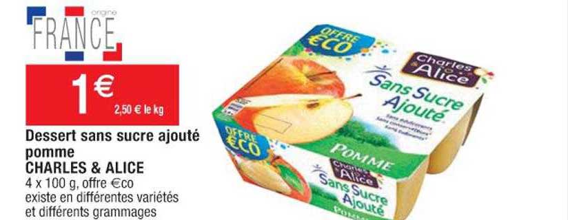 Dessert Sans Sucre Ajouté Pomme Charles & Alice