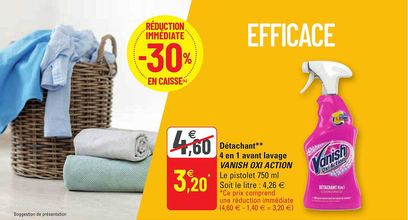 détachant 4 en 1 avant lavage vanish oxi action