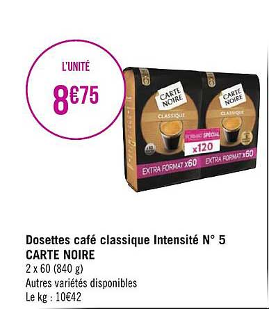 Dosettes Café Classique Intensité N°5