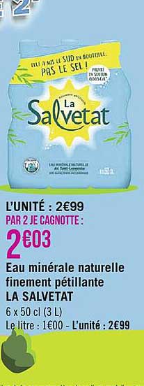 eau minérale naturelle finement pétillante la salvetat