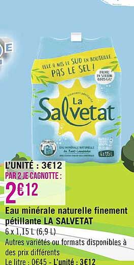 eau minérale naturelle finement pétillante la salvetat