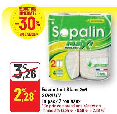 essuie-tout blanc 2=4 sopalin