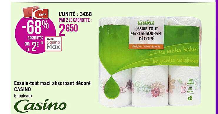 Essuie-tout Maxi Absorbant Décoré Casino