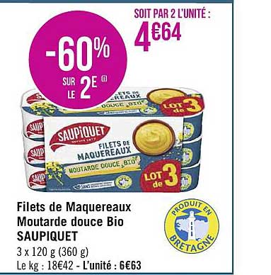 Filets De Maquereaux Moutarde Douce Bio Saupiquet