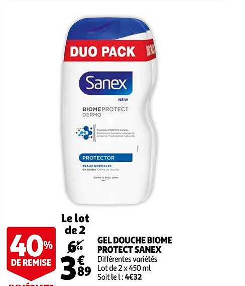 gel douche biome protect sanex