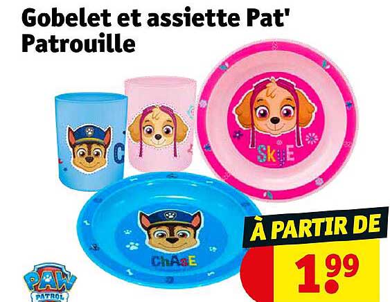 gobelet et assiette pat' patrouille
