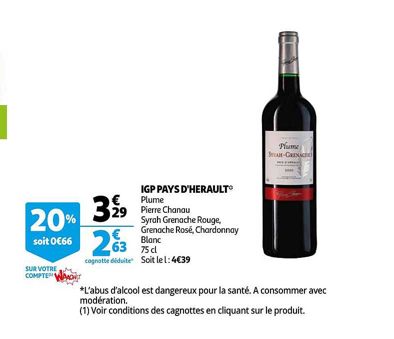 igp pays d'herault plume pierre chanau syrah grenache rouge, grenache rosé, chardonnay blanc