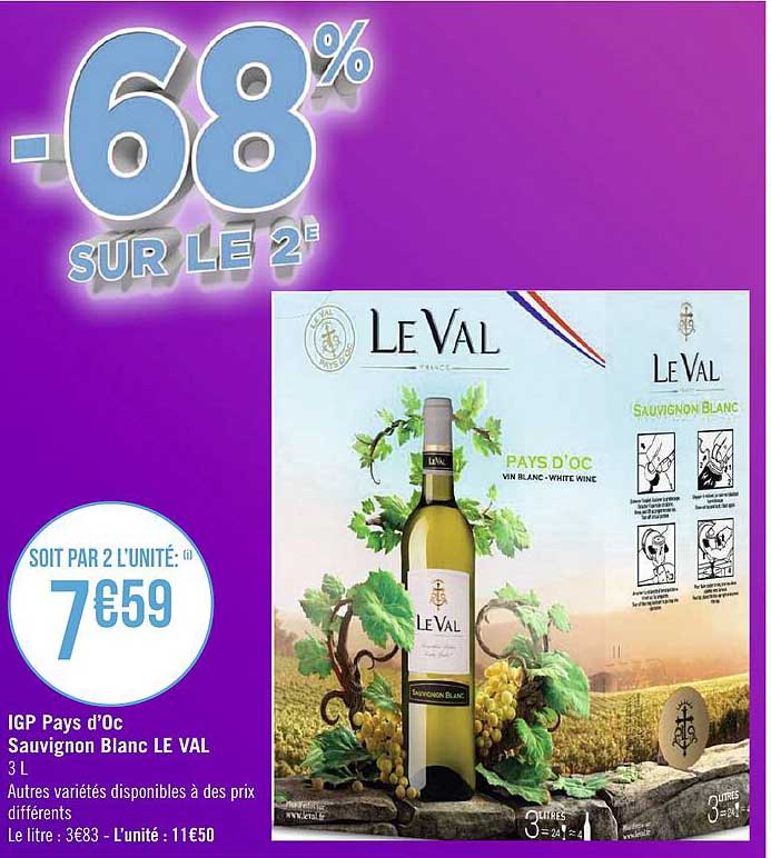 igp pays d'oc sauvignon blanc le val