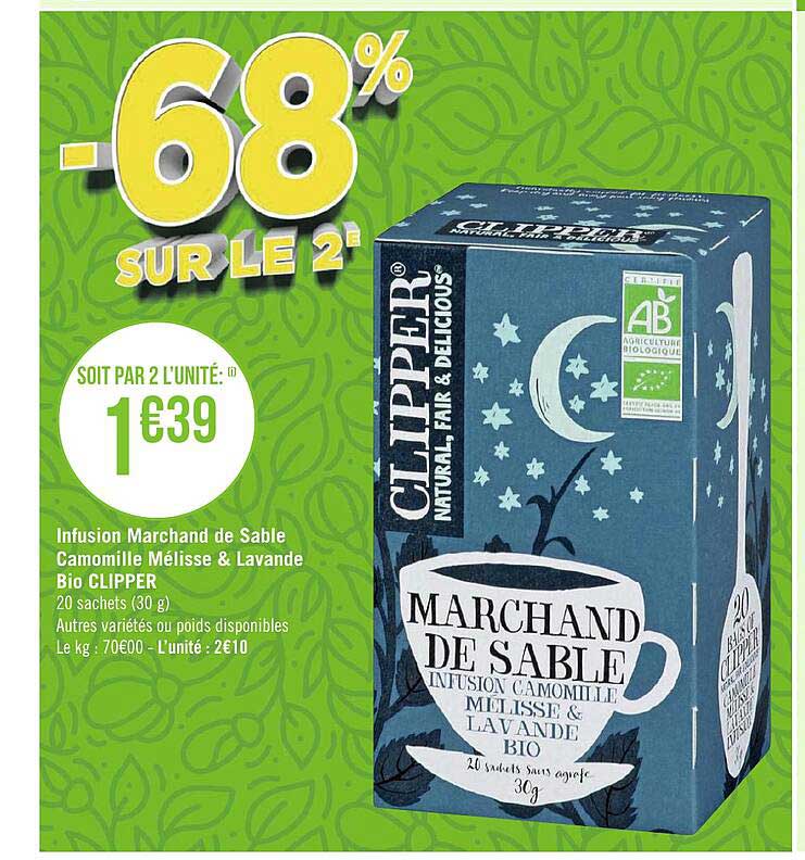 infusion marchand de sable camomille mélisse & lavande bio clipper