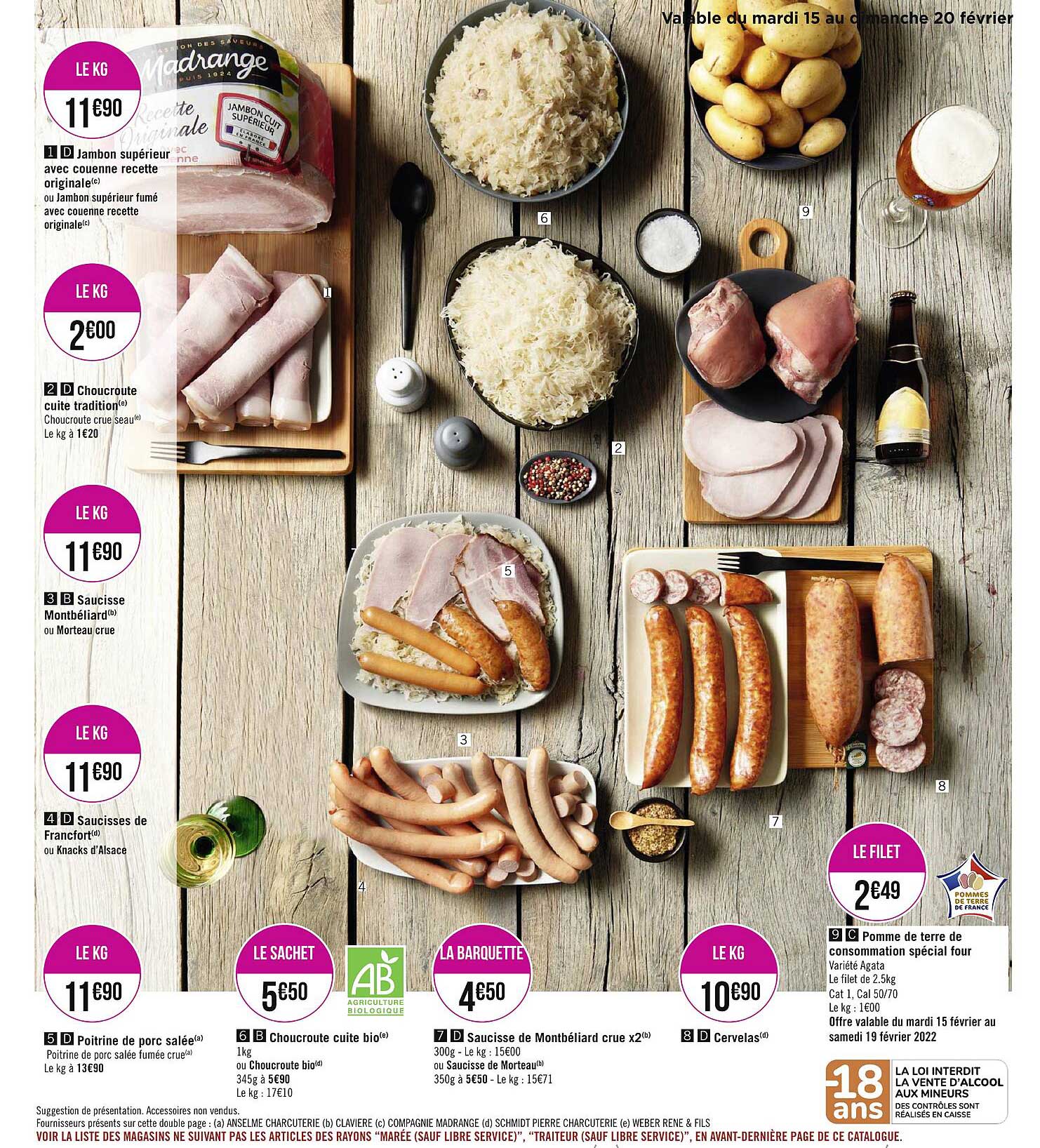 jambon supérieur avec couette recette originale, choucroute cuite tradition, saucisse montbéliard, saucisse de francfort, poitrine de porc salé, choucroute cuite bio cervelas, pomme de terre