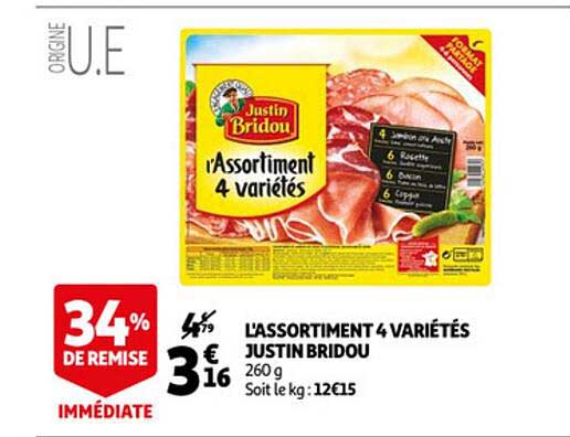 l'assortiment 4 variétés justin bridou