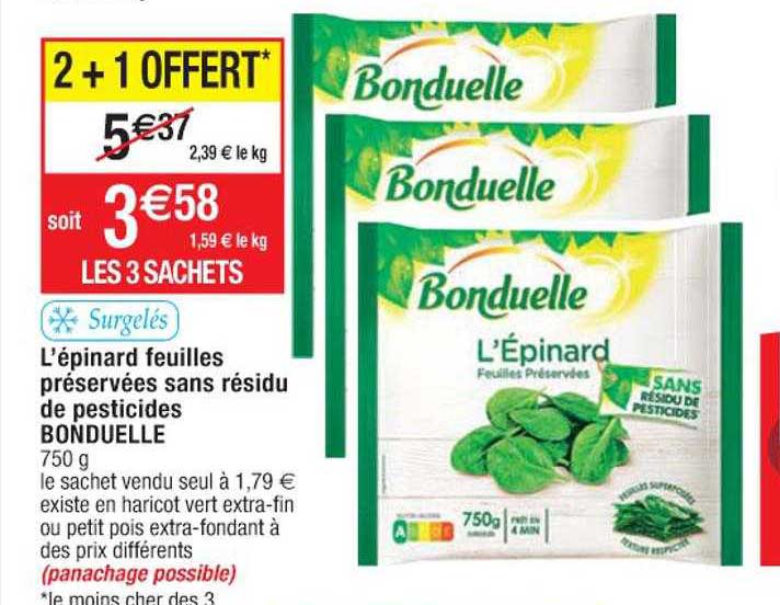 l'épinard feuilles préservées sans résidu de pesticides bonduelle