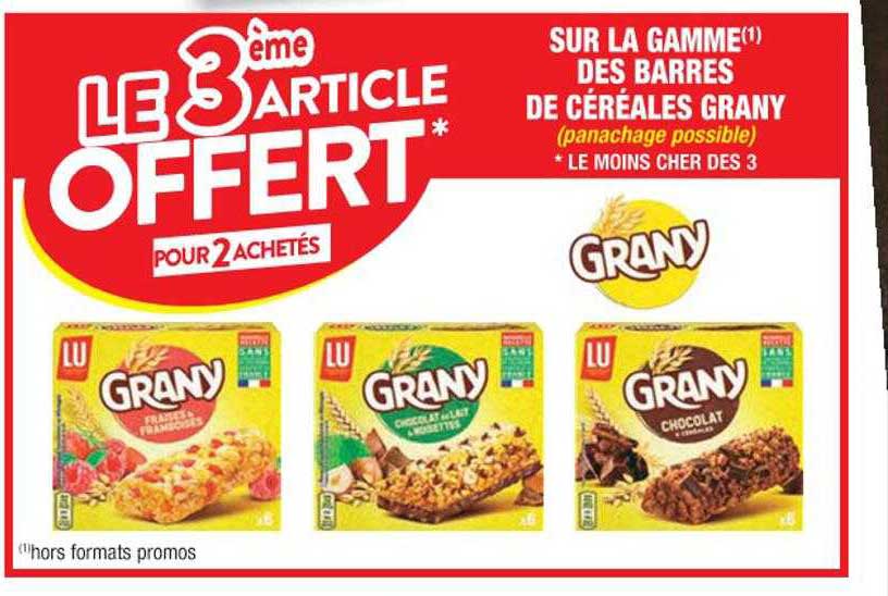 la gamme des barres de céréales grany