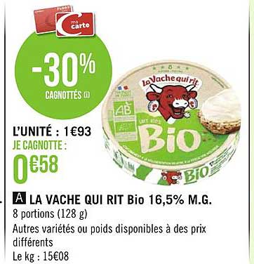 la vache qui rit bio 16,5% m.g.