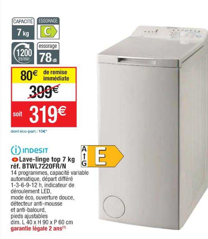lave-linge top 7 kg indesit