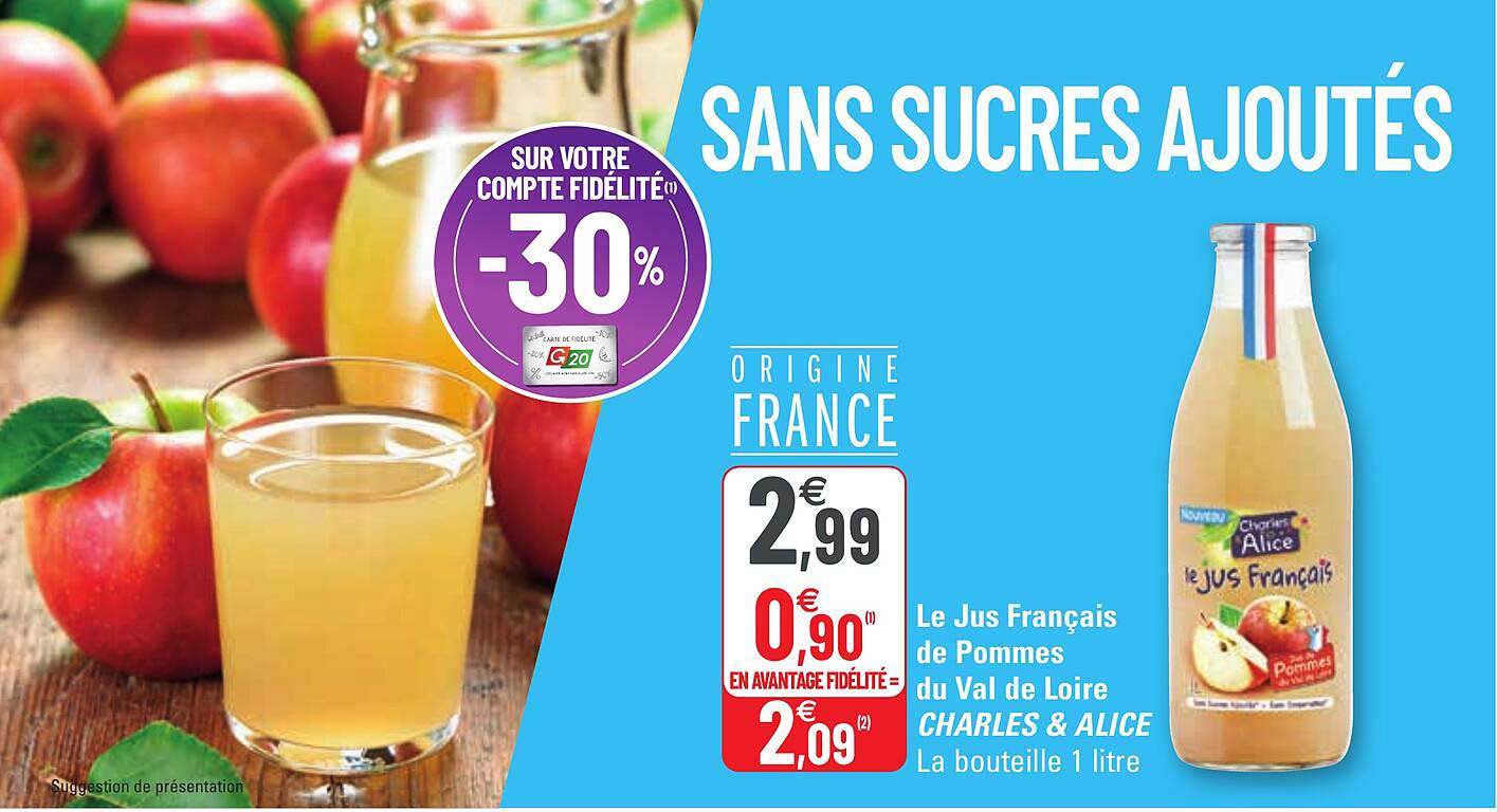 le jus français de pommes du val de loire charles & alice