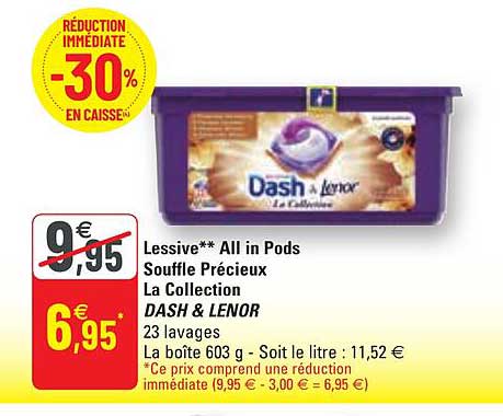 lessive all in pods souffle précieux la collection dash & lenor