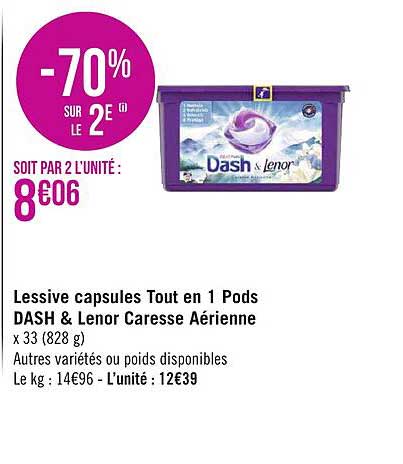 Lessive Capsules Tout En 1 Pods Dash & Lenor Caresse Aérienne