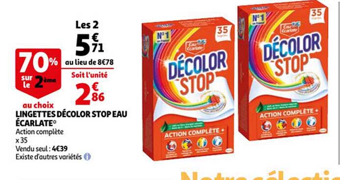 lingettes décolor stop eau écarlate