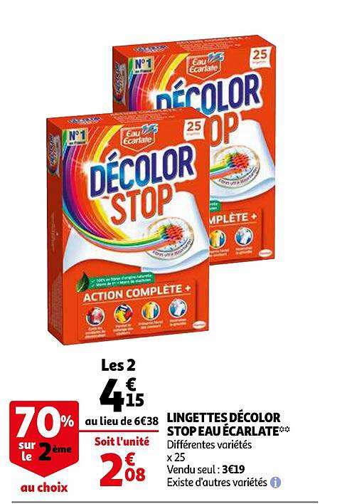 lingettes décolor stop eau écarlate
