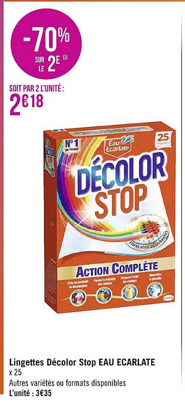 lingettes décolor stop eau écarlate