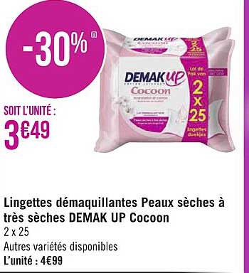 lingettes démaquillantes peaux sèches à très sèches demak up cocoon